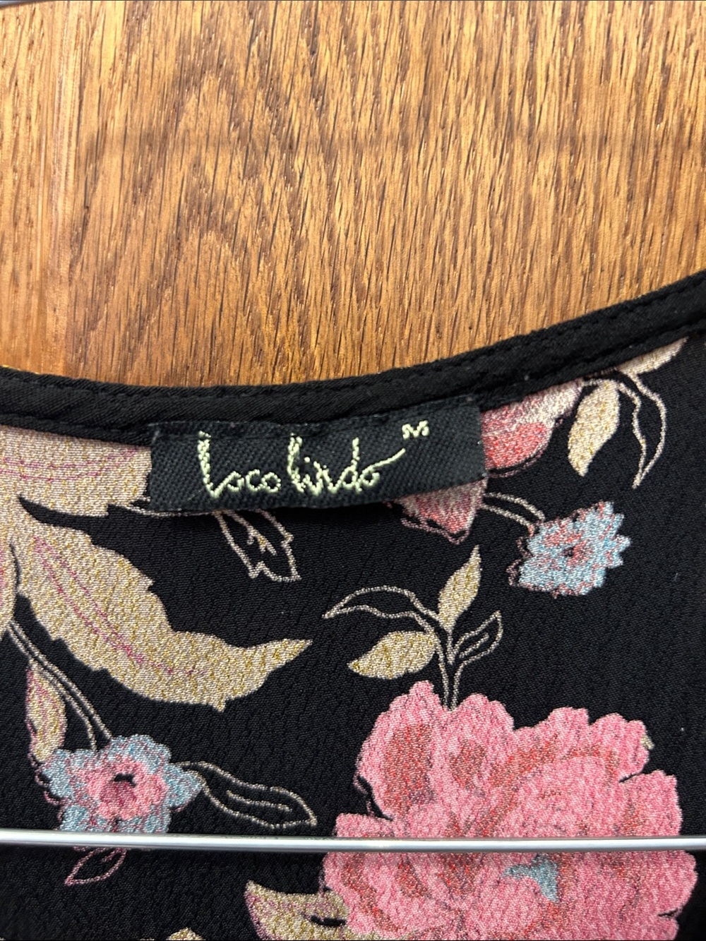 Black Midi Dress with Pink Floral Print image 3